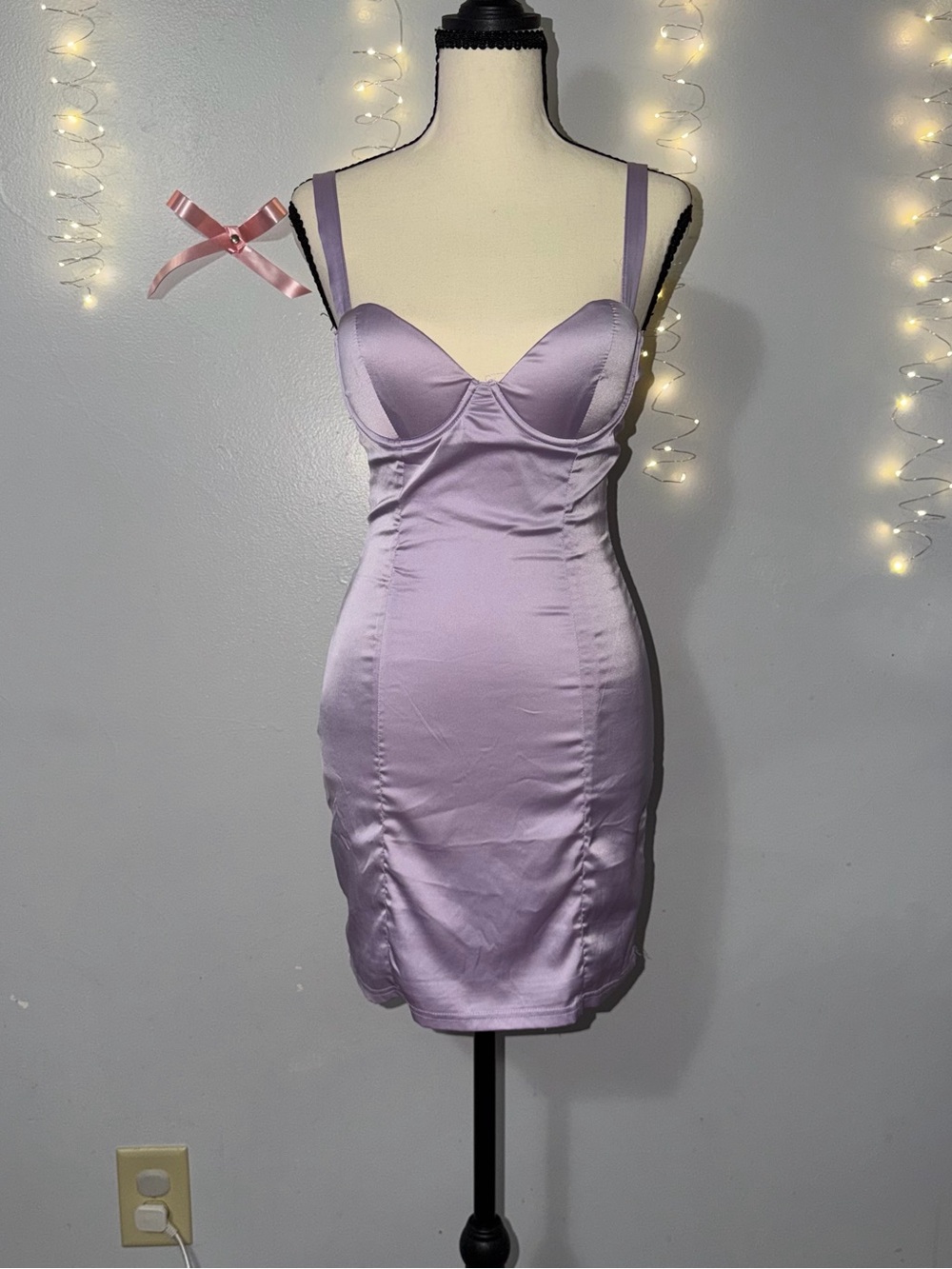 PrettyLittleThing Lilac Satin Bodycon Slip Dress